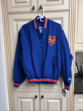 VINTAGE STARTER New York Mets Pullover Jacket - Blue & Orange SIZE large